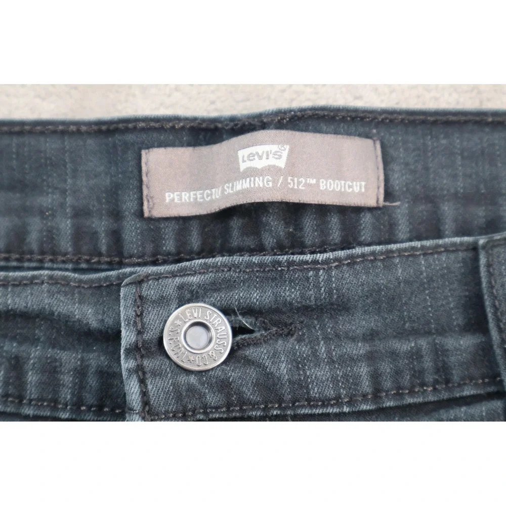 Levis 512 Perfectly Slimming Bootcut Jeans Womens‎ 14M Gray Charcoal Denim